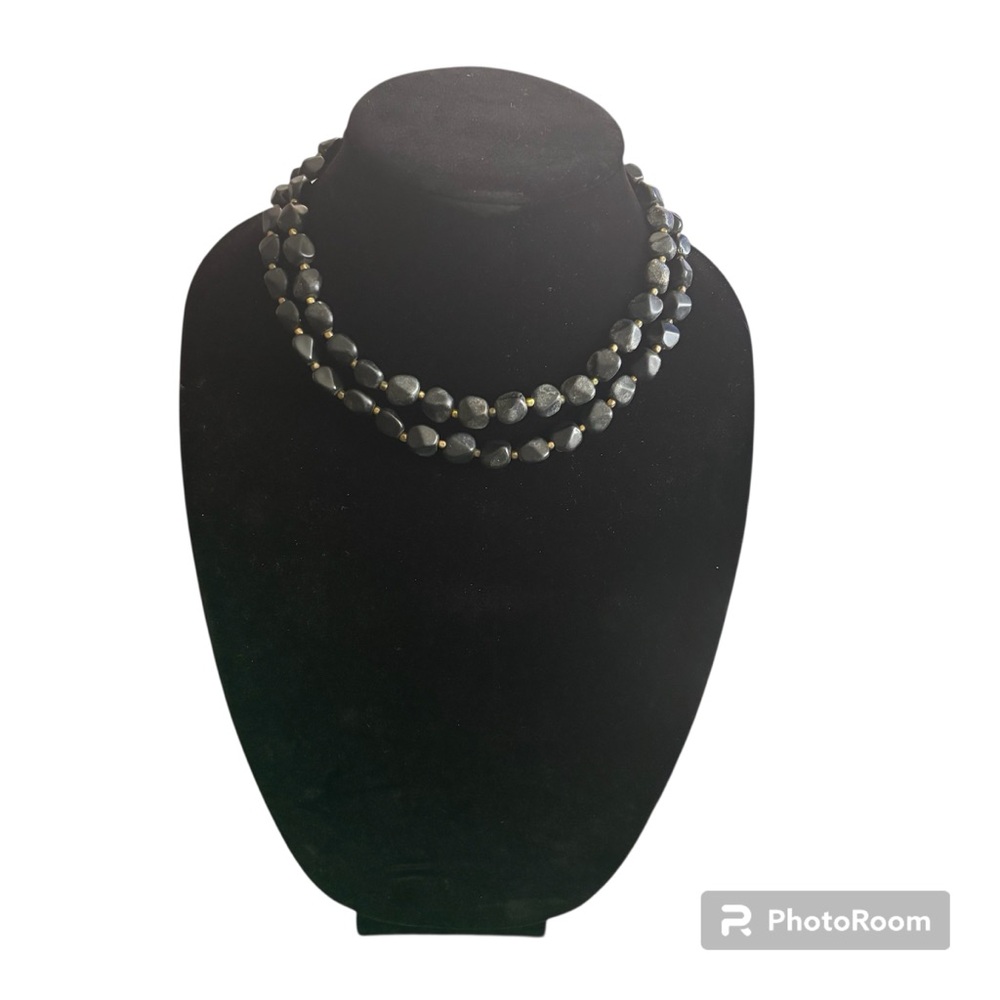 Vintage Trifari Black Beaded Necklace